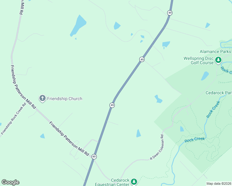 map of restaurants, bars, coffee shops, grocery stores, and more near 5402 North Carolina 49 in Burlington