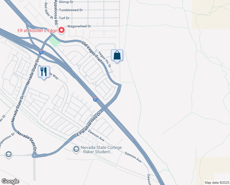 map of restaurants, bars, coffee shops, grocery stores, and more near 1654 Lefty Garcia Way in Henderson