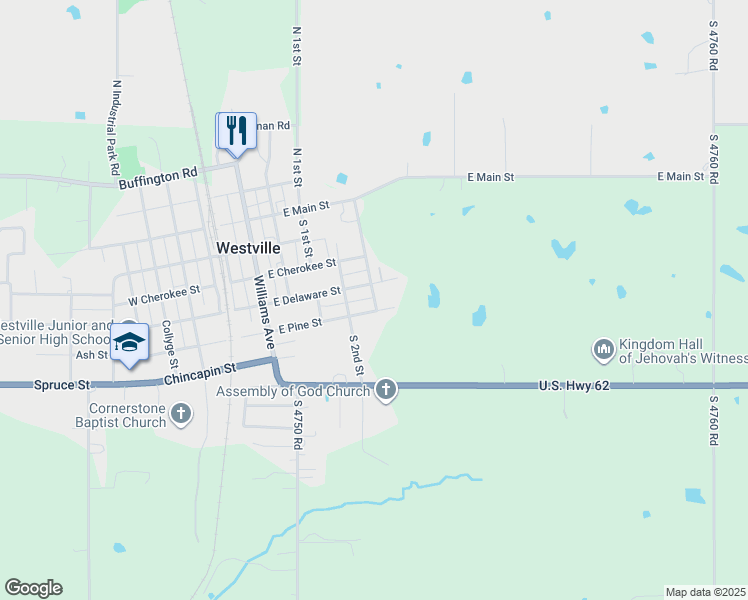 map of restaurants, bars, coffee shops, grocery stores, and more near 317 3rd Street in Westville