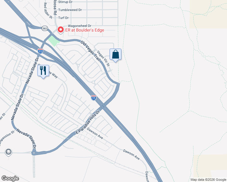 map of restaurants, bars, coffee shops, grocery stores, and more near 1654 Lefty Garcia Way in Henderson