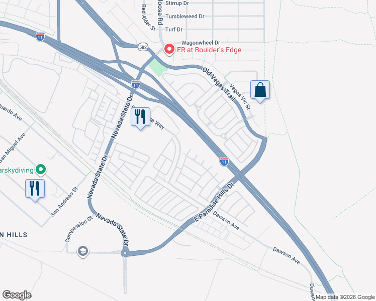 map of restaurants, bars, coffee shops, grocery stores, and more near 1065 Pleasure Lane in Henderson