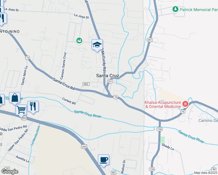 map of restaurants, bars, coffee shops, grocery stores, and more near 128 Rincon De Estrella in Santa Cruz