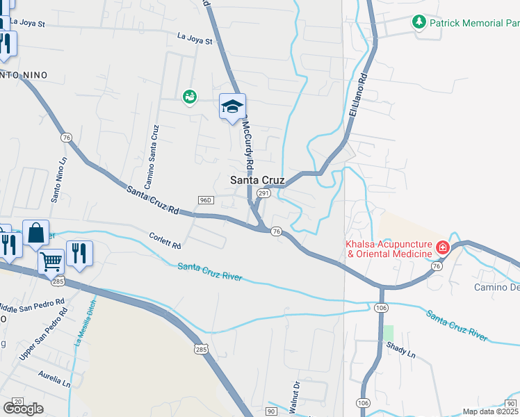 map of restaurants, bars, coffee shops, grocery stores, and more near 128 Rincon De Estrella in Santa Cruz