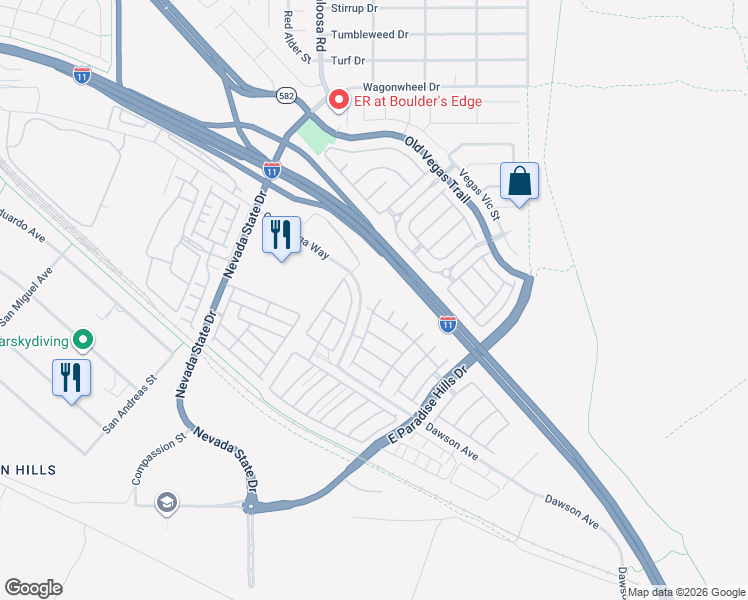 map of restaurants, bars, coffee shops, grocery stores, and more near 1065 Pleasure Lane in Henderson