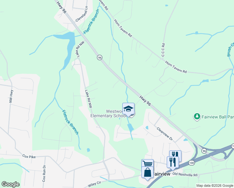 map of restaurants, bars, coffee shops, grocery stores, and more near 415 Highway 96 in Fairview