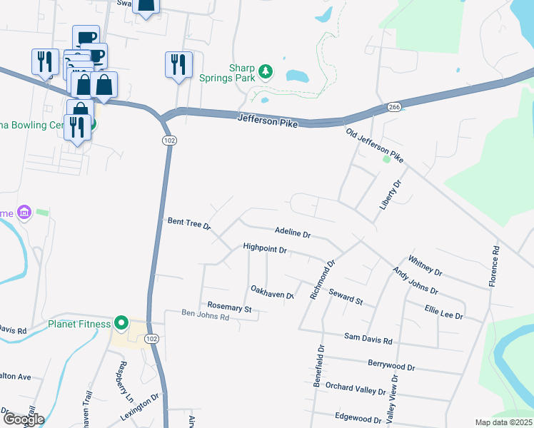 map of restaurants, bars, coffee shops, grocery stores, and more near 326 Sussex Street in Smyrna