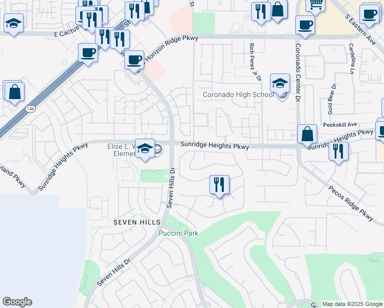 map of restaurants, bars, coffee shops, grocery stores, and more near 3039 Scenic Valley Way in Henderson