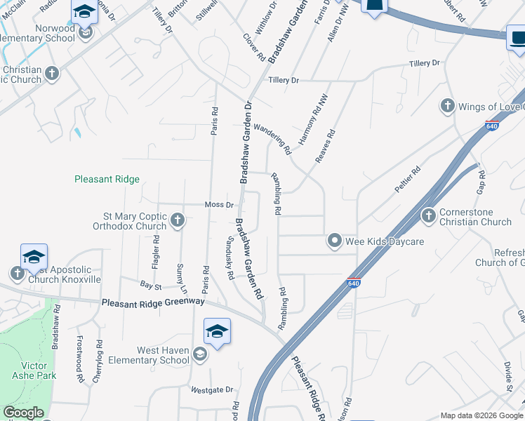 map of restaurants, bars, coffee shops, grocery stores, and more near 1710 Vada Circle in Knoxville