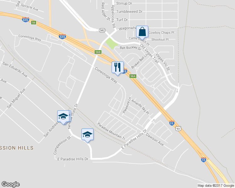 map of restaurants, bars, coffee shops, grocery stores, and more near 1076 Country Coach Drive in Henderson