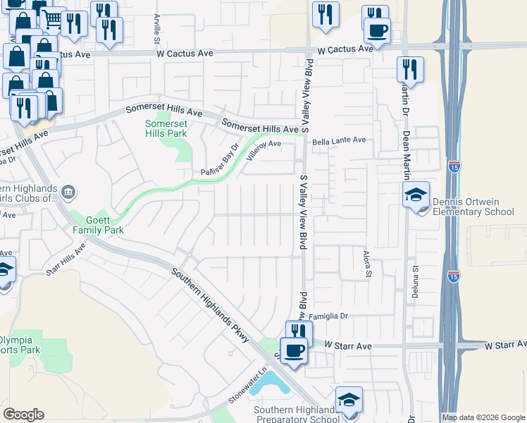 map of restaurants, bars, coffee shops, grocery stores, and more near 10931 Fintry Hills Street in Las Vegas