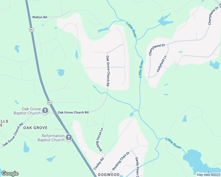 map of restaurants, bars, coffee shops, grocery stores, and more near 135 Oak Grove Church Road in Youngsville