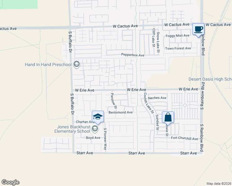 map of restaurants, bars, coffee shops, grocery stores, and more near 7480 Earnshaw Avenue in Las Vegas