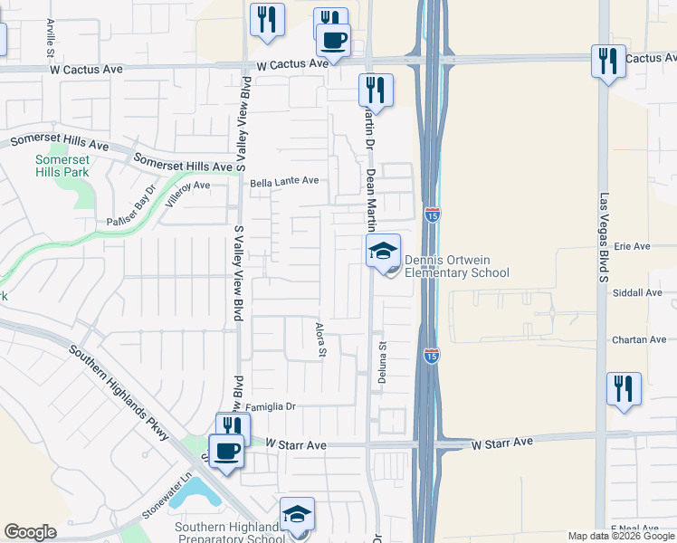 map of restaurants, bars, coffee shops, grocery stores, and more near 10938 Florence Hills Street in Las Vegas