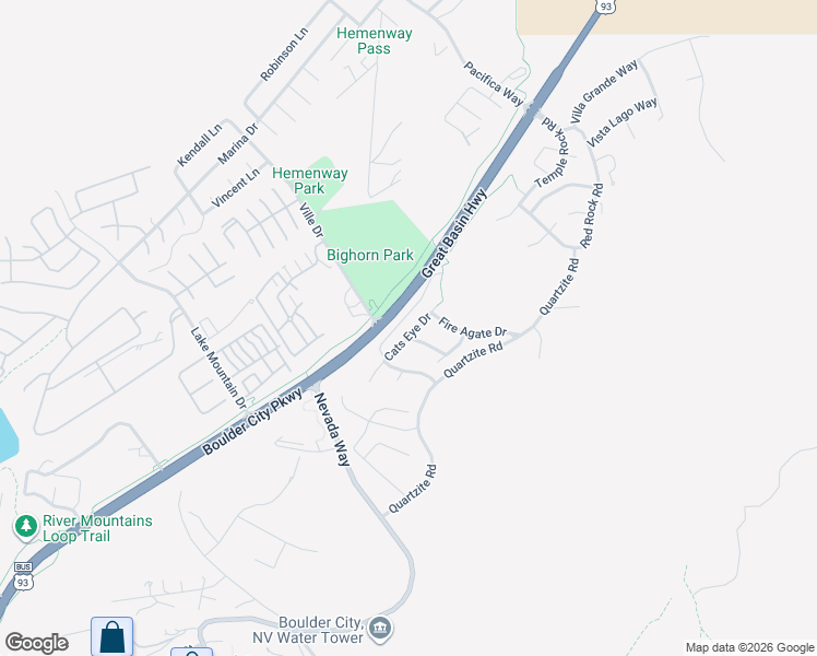map of restaurants, bars, coffee shops, grocery stores, and more near 389 Cats Eye Dr in Boulder City