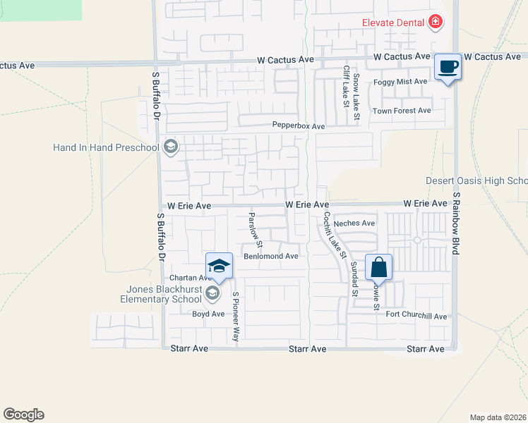 map of restaurants, bars, coffee shops, grocery stores, and more near 7480 Earnshaw Avenue in Las Vegas