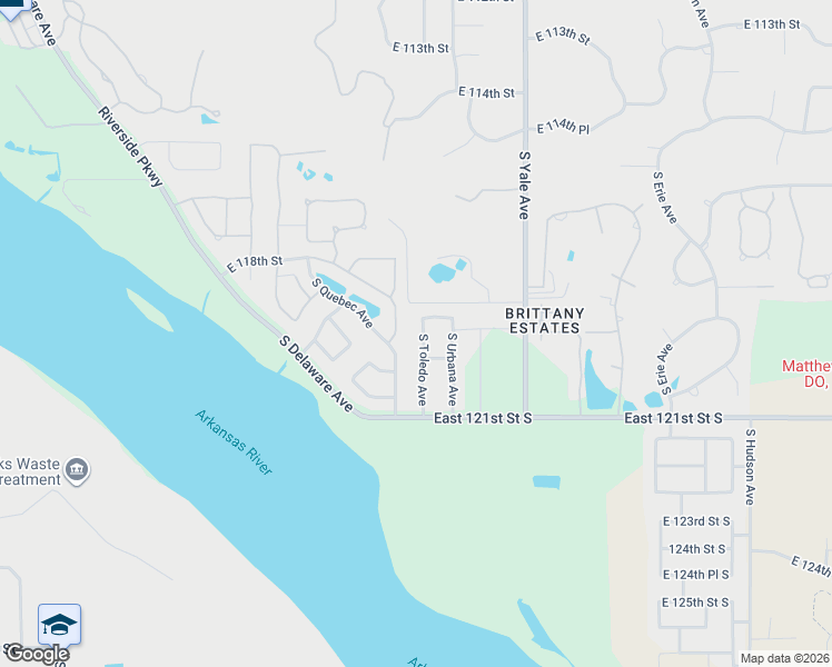 map of restaurants, bars, coffee shops, grocery stores, and more near 11904 South Toledo Avenue in Tulsa