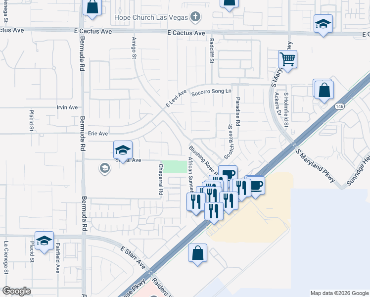map of restaurants, bars, coffee shops, grocery stores, and more near 1064 Via Dell Bacio Drive in Henderson
