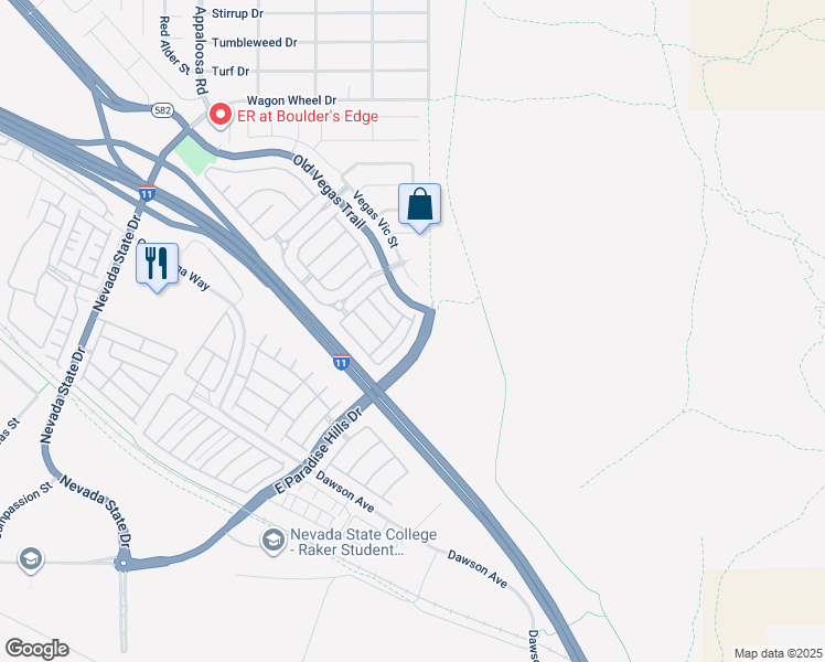 map of restaurants, bars, coffee shops, grocery stores, and more near 1657 Lefty Garcia Way in Henderson
