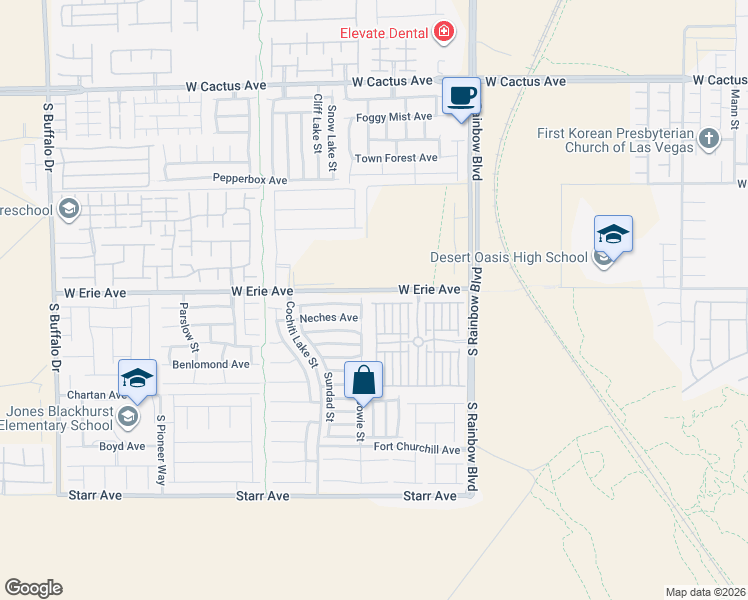 map of restaurants, bars, coffee shops, grocery stores, and more near 7104 Flathead River Avenue in Las Vegas