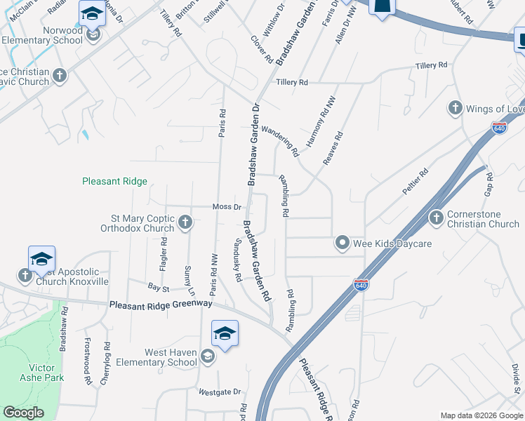 map of restaurants, bars, coffee shops, grocery stores, and more near 1710 Vada Circle in Knoxville