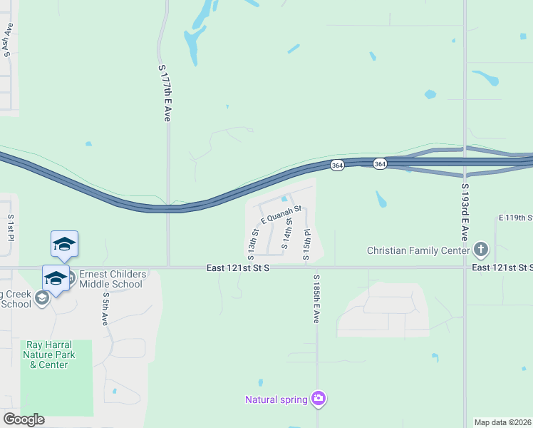 map of restaurants, bars, coffee shops, grocery stores, and more near 5907 South 13th Place in Broken Arrow