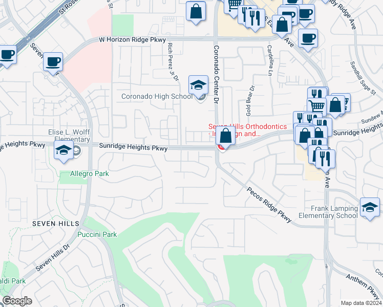 map of restaurants, bars, coffee shops, grocery stores, and more near 1008 Solaris Glow Street in Henderson