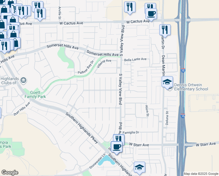 map of restaurants, bars, coffee shops, grocery stores, and more near 10921 Calcedonian Street in Las Vegas