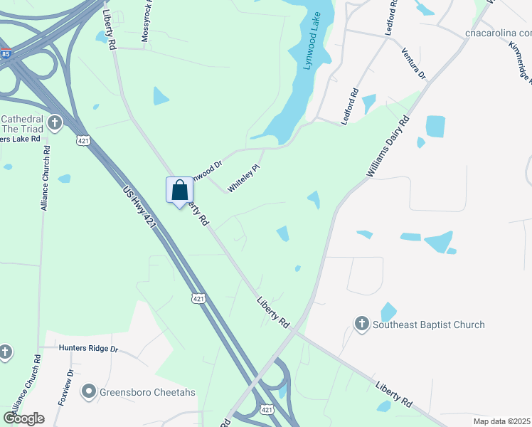 map of restaurants, bars, coffee shops, grocery stores, and more near 2810 Liberty Oaks Drive in Greensboro