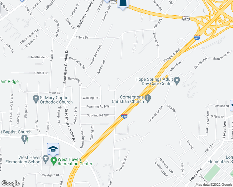 map of restaurants, bars, coffee shops, grocery stores, and more near 1722 Wilson Road in Knoxville