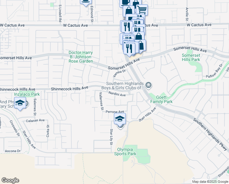 map of restaurants, bars, coffee shops, grocery stores, and more near 4978 Nardini Avenue in Las Vegas