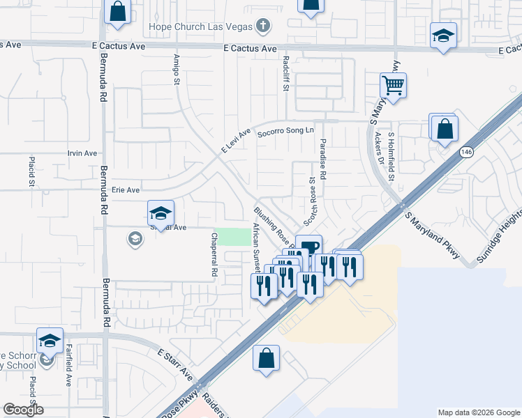 map of restaurants, bars, coffee shops, grocery stores, and more near 869 Shining Rose Place in Henderson