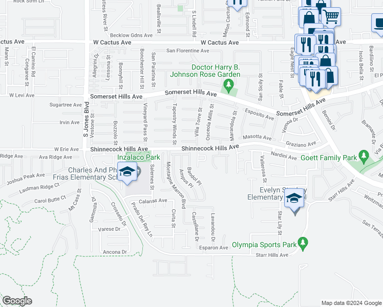 map of restaurants, bars, coffee shops, grocery stores, and more near 10916 Bandol Place in Las Vegas