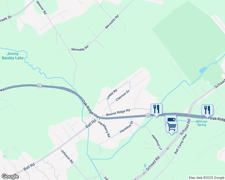 map of restaurants, bars, coffee shops, grocery stores, and more near 6851 Lindal Road in Knoxville