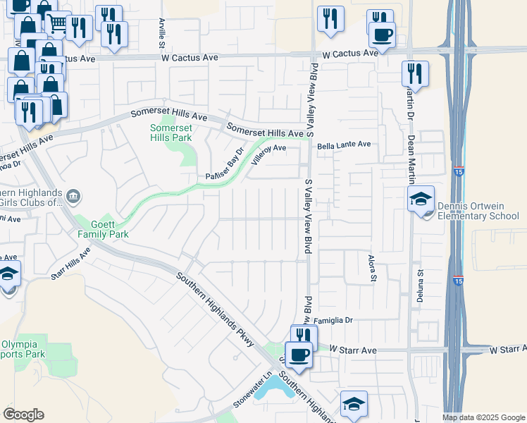 map of restaurants, bars, coffee shops, grocery stores, and more near 10916 Carberry Hill Street in Las Vegas