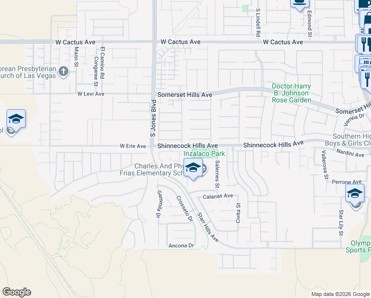 map of restaurants, bars, coffee shops, grocery stores, and more near 5914 Attavilla Drive in Las Vegas