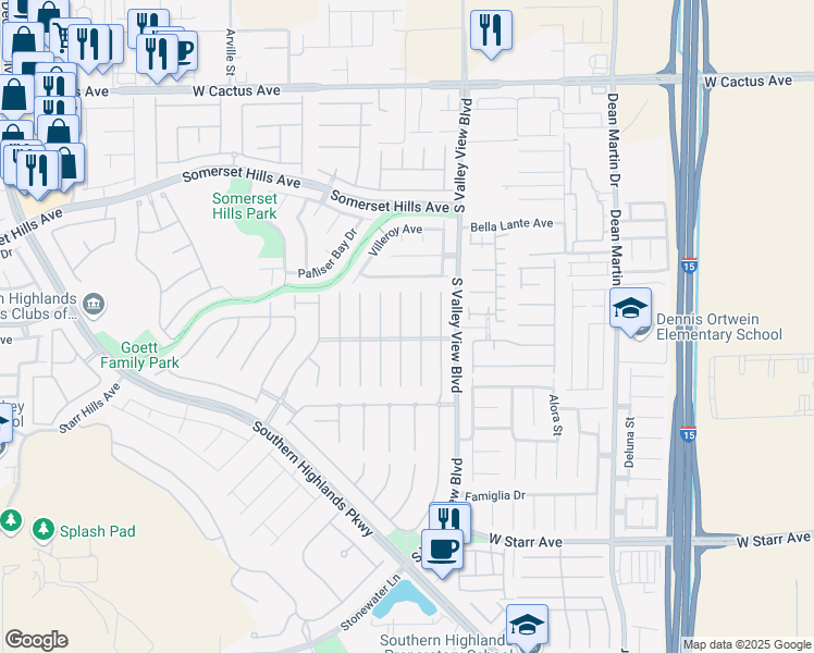 map of restaurants, bars, coffee shops, grocery stores, and more near 10914 Fintry Hills Street in Las Vegas