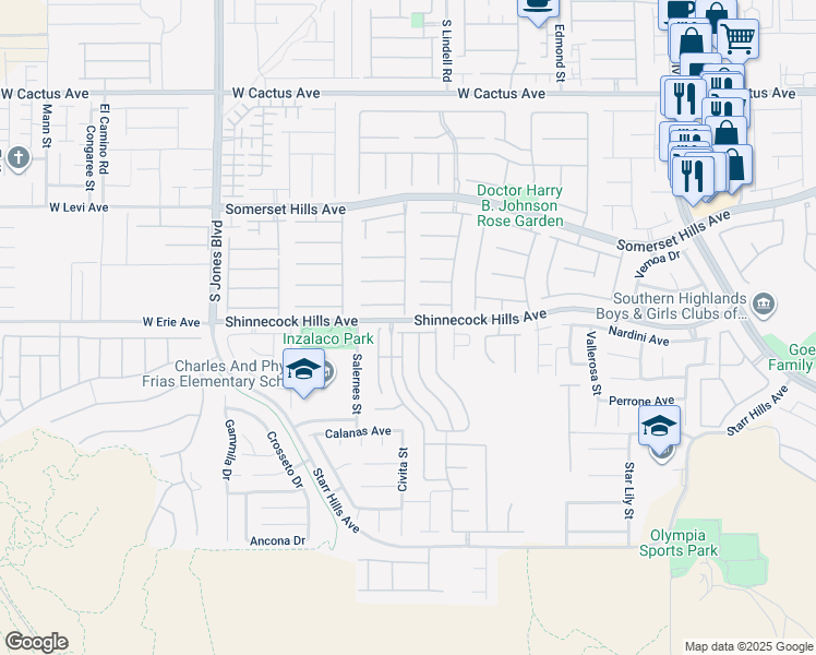 map of restaurants, bars, coffee shops, grocery stores, and more near 5600 Nimes Avenue in Las Vegas