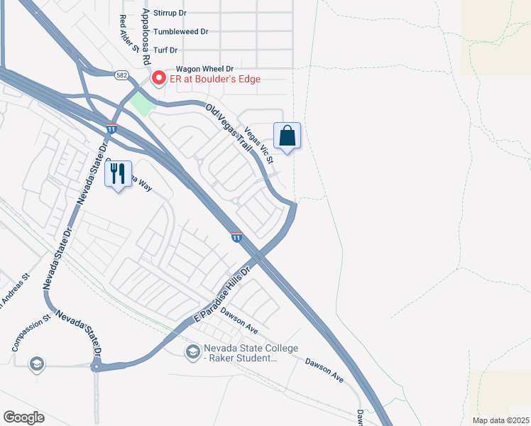 map of restaurants, bars, coffee shops, grocery stores, and more near 2589 Velez Valley Way in Henderson