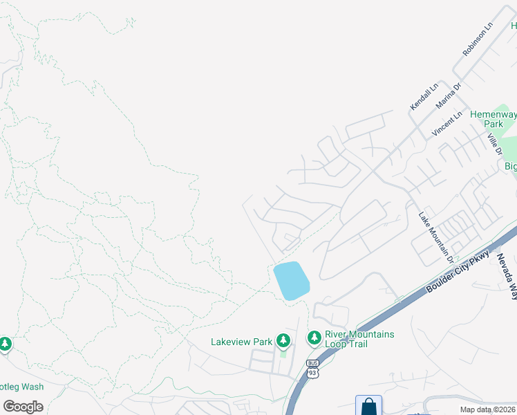 map of restaurants, bars, coffee shops, grocery stores, and more near 566 Lake Michigan Lane in Boulder City