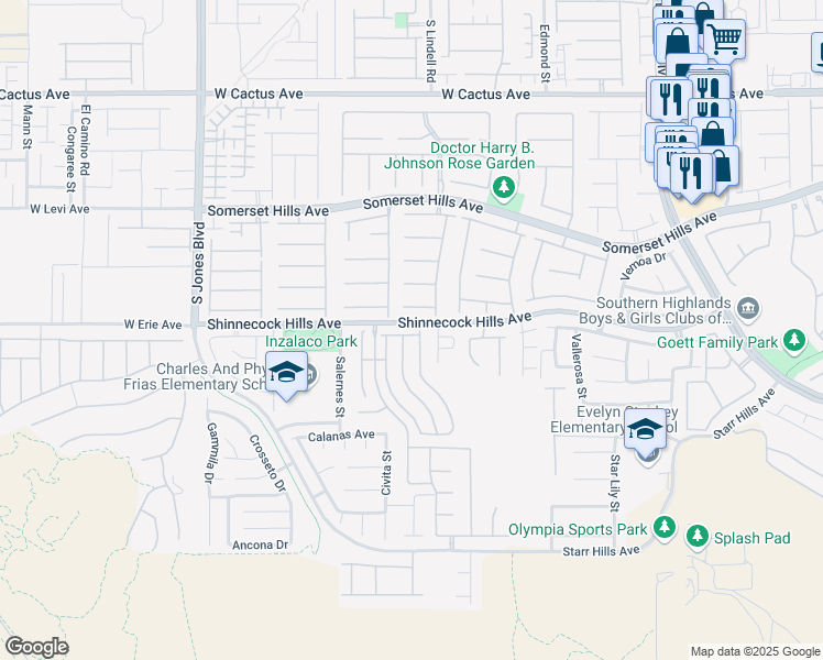 map of restaurants, bars, coffee shops, grocery stores, and more near 5560 Nimes Avenue in Las Vegas