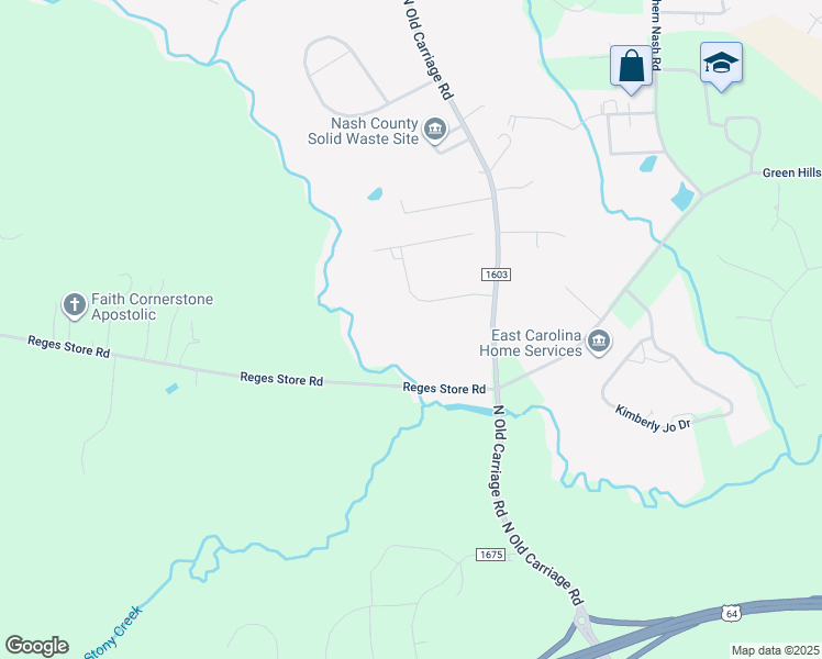 map of restaurants, bars, coffee shops, grocery stores, and more near 3333 Timber Creek Drive in Rocky Mount