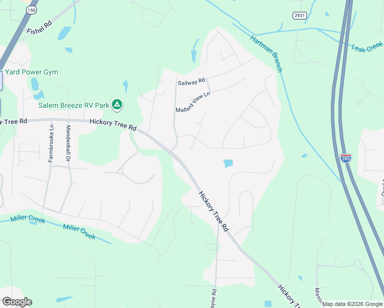 map of restaurants, bars, coffee shops, grocery stores, and more near 108 Hartman Branch Lane in Winston-Salem