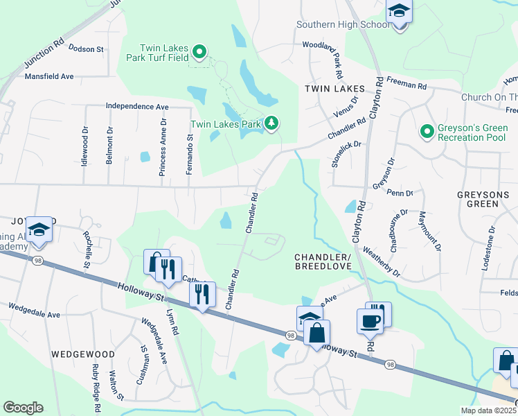 map of restaurants, bars, coffee shops, grocery stores, and more near in Durham