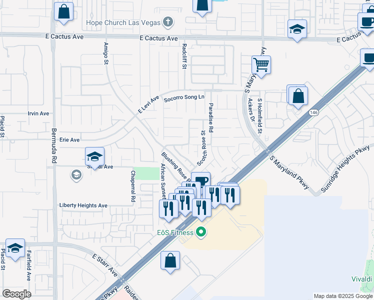 map of restaurants, bars, coffee shops, grocery stores, and more near 10925 Colour Magic Street in Henderson