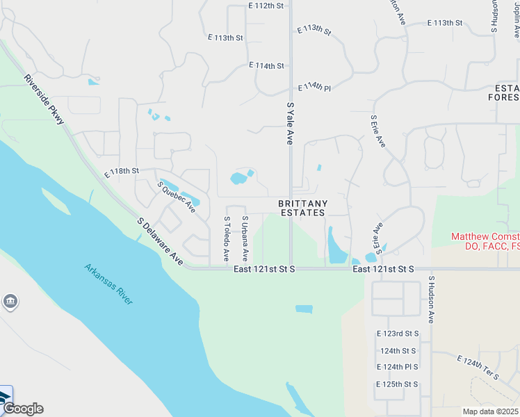 map of restaurants, bars, coffee shops, grocery stores, and more near 4619 East 119th Street in Tulsa
