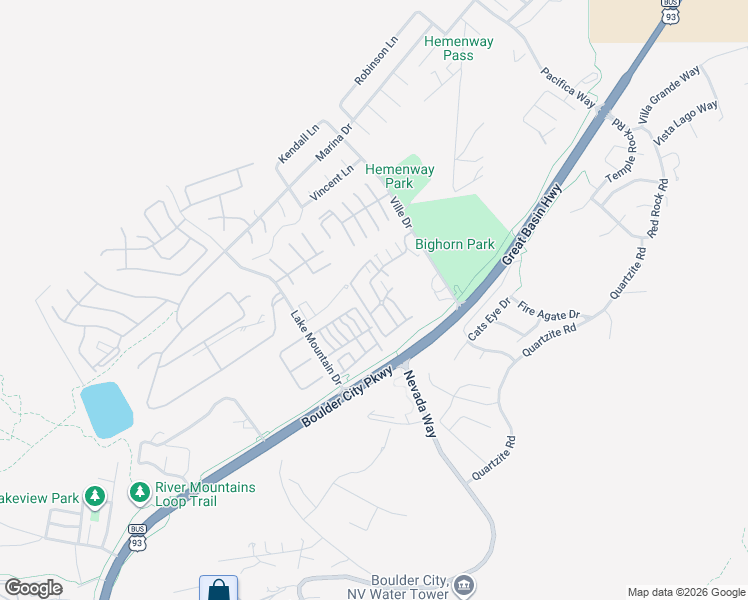 map of restaurants, bars, coffee shops, grocery stores, and more near 220 Lorryn Lane in Boulder City