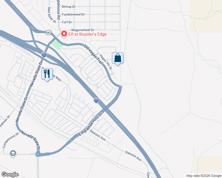 map of restaurants, bars, coffee shops, grocery stores, and more near 2588 Velez Valley Way in Henderson