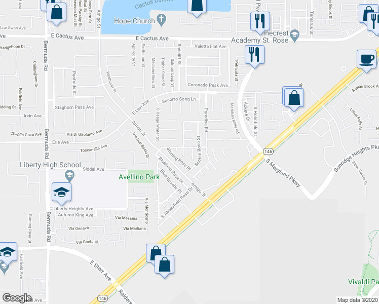 map of restaurants, bars, coffee shops, grocery stores, and more near 10925 Sadlers Wells Street in Henderson