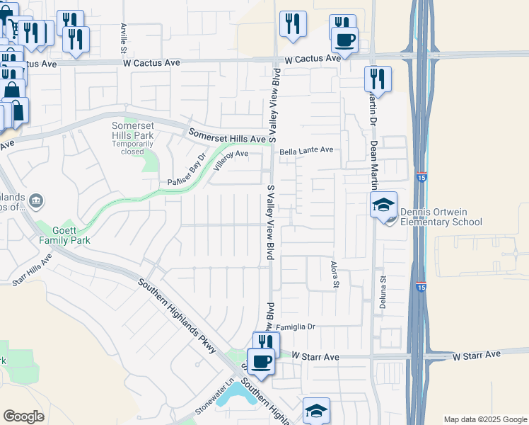 map of restaurants, bars, coffee shops, grocery stores, and more near 10902 Pentland Downs Street in Las Vegas
