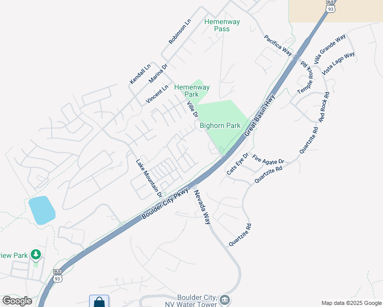map of restaurants, bars, coffee shops, grocery stores, and more near 213 Jasmine Way in Boulder City